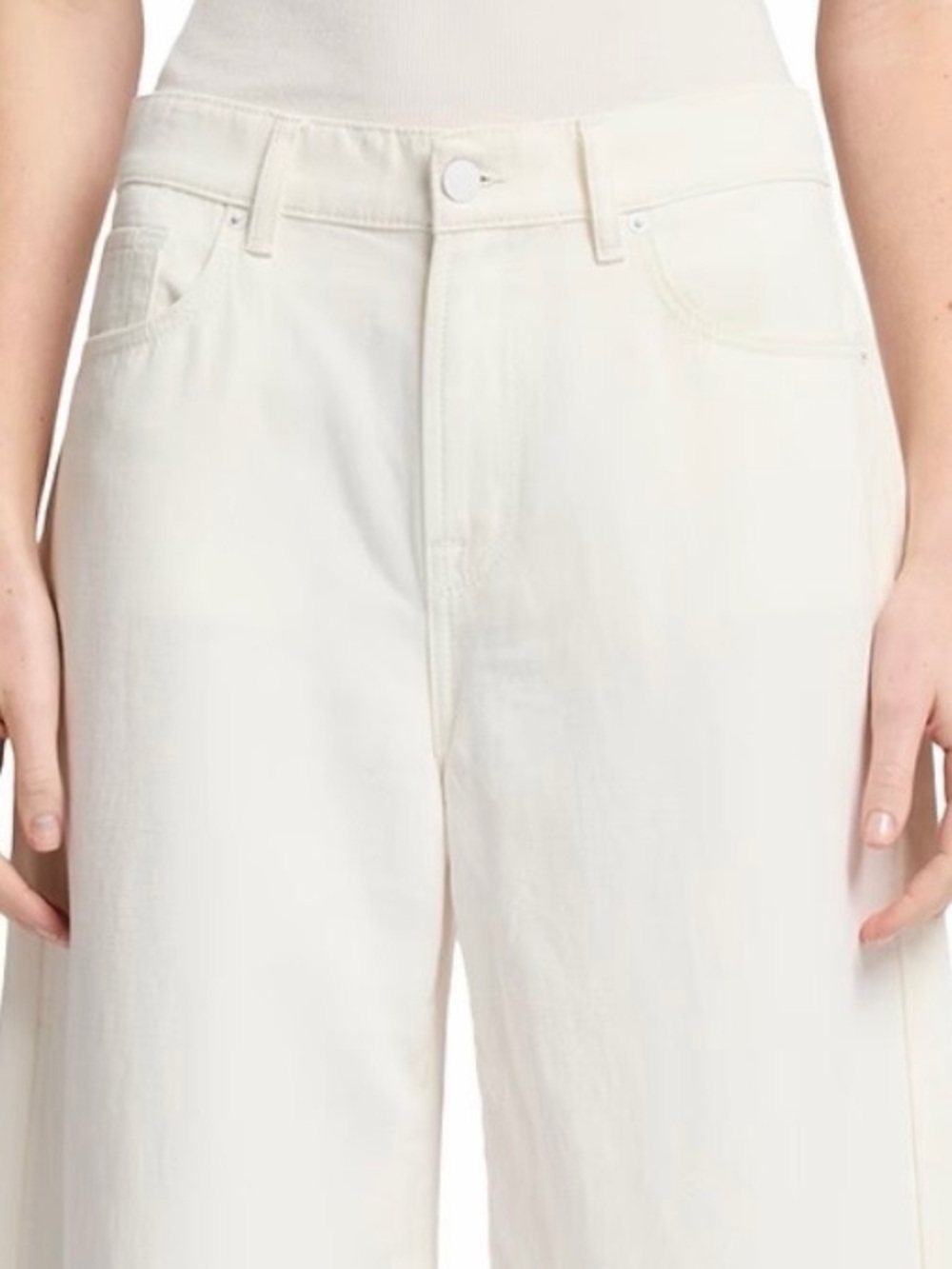7 For All Mankind Cream Wide Leg Jeans